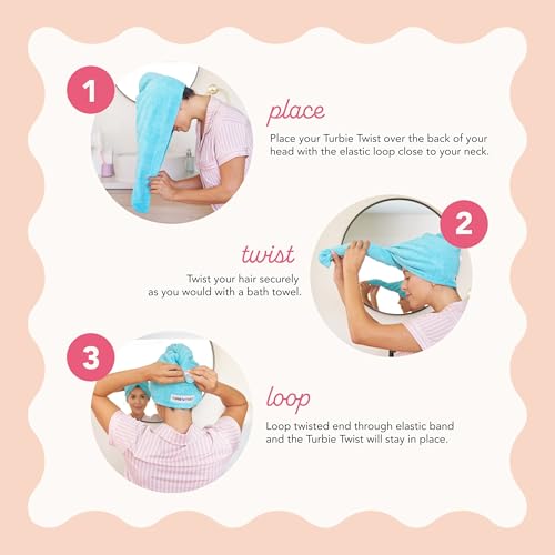 Turbie Twist 2-Pack Microfiber Hair Towel for Beauty, Travel, Gifting - Hair Wrap Turban for Straight, Wavy & Curly Hair - Premium Hair Care - Grey & Light Pink - Image 5