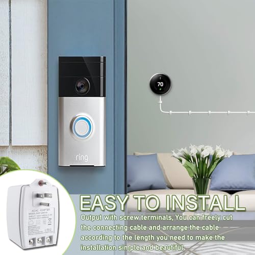EPLZON 24V 40VA Plug in Thermostat and Doorbell Transformer Compatible with Nest, Ecobee, Sensi and Honeywell Thermostat and All Versions of Ring Doorbell