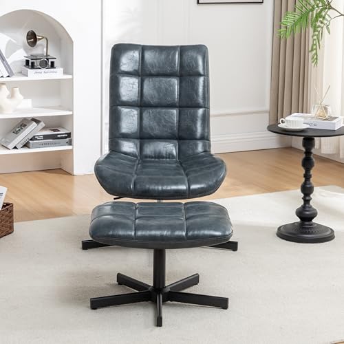 Sillón tufted azul piel sintética y metal miniatura 3