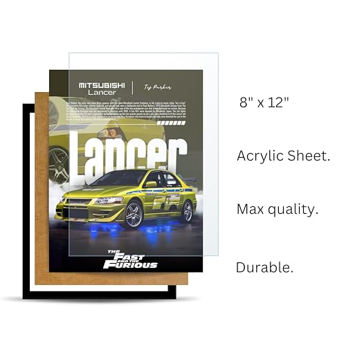 Image of Posternet MITSUBISHI Lancer Wall Poster Frames | 8 X 12 inch | Fast and Furious Themed JDM Cars | Hanging Wall Artwork Frames for Living Room, Bedroom, Office and Etc