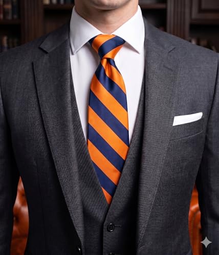 Image of NYFASHION101 Men's Classic Striped Necktie - Premium Woven Two-Tone Tie for Weddings, Graduation, Business & School Colors