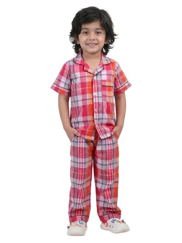 Image of POLKA TOTS 100% Pure Cotton Half Sleeve Night Suit for Kids, Girls & Boys | Cotton Pyjama Set | Unisex Night Dress for Children | Night Suit for Girls |Sleepwear for Kids | Winter Night Dress for Boys