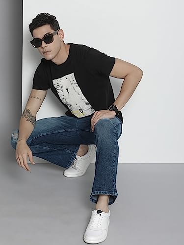 Image of The Indian Garage Co Men Bootcut Solid Mid-Rise Stretchable Jeans