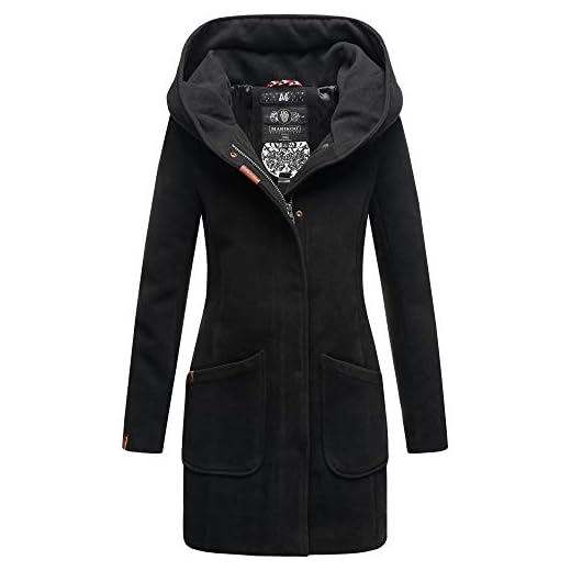 MARIKOO Damen Winter Jacke Mantel Business Trenchcoat Wintermantel Parka XS-XXL MAIKOO (S, Schwarz)