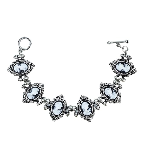TAMHOPE Bracelet Camée Dame Bracelet Médaille Émail,Bracelet Camée Ovale pour Dame,Bijoux...