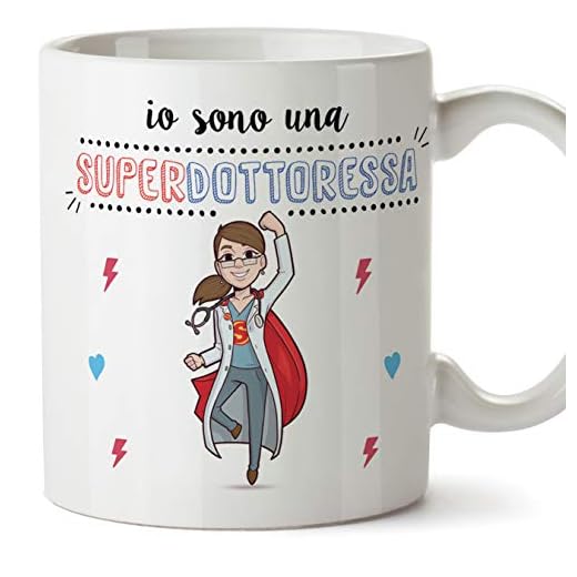 Mugffins Dottoressa Tazze Originali di caffè e Colazione da Regalare Lavoratori e Professionisti - Io Sono Una Super Dottoressa - Ceramica 350 ml