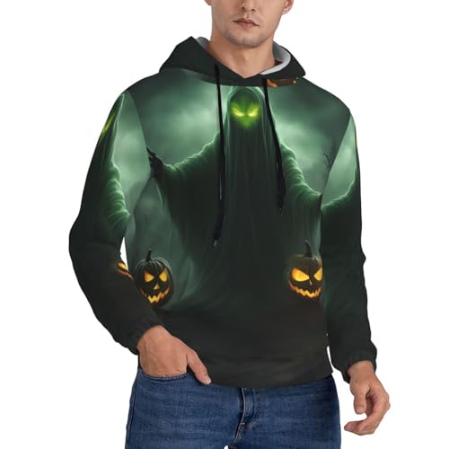Sweat à capuche homme Halloween citrouille fantôme vert vêtement toutes saisons