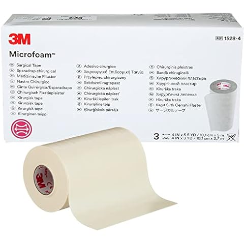 3M™ Microfoam™ Surgical Tape, 1528-4, 4 inch x 5 1/2 yard (10cm x 5m), Stretched, 3 Rolls/Carton Cover