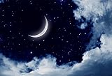 AOFOTO 7x5ft Crescent Moon Backdrop Beautiful Starry Sky Photography Background Sweet Baby Night Kid Child Infant Girl Boy Newborn Artistic Portrait Photo Shoot Studio Props Video Drop Wallpaper Drape