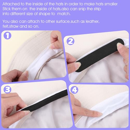 Image of TIESOME 30 Pcs Hat Sizer Reducer Insert, Black Hats Reducing Tape Liner Foam Reducing Self Adhesive Hat Size Tape for Men Women Caps Sweatband