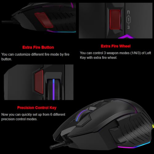 Image of Bloody W95BR Max Extra Fire Gaming Mouse - 12,000 CPI, BC3332-A Sensor, 2000 Hz Report Rate, 4M Onboard Memory, RGB Backlit, Adjustable LOD, Precision Control, Ergonomic Design