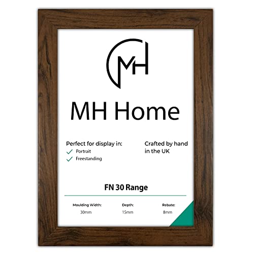 MH Home Cadre photo, cadre photo, cadre pour certificat, autonome et à fixer au mur (noyer, A4 (21 x 30 cm)