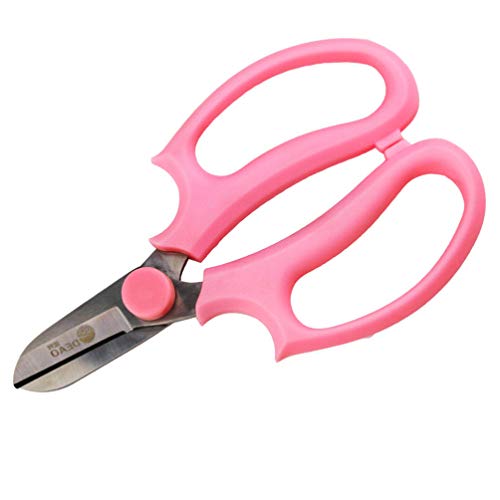 Yardwe Trimming Scissors Bonsai Pruning Shears Gardening Hand Pruner Non-Stick Straight Blades Branch Shear For Garden Flower Branch (Pink)