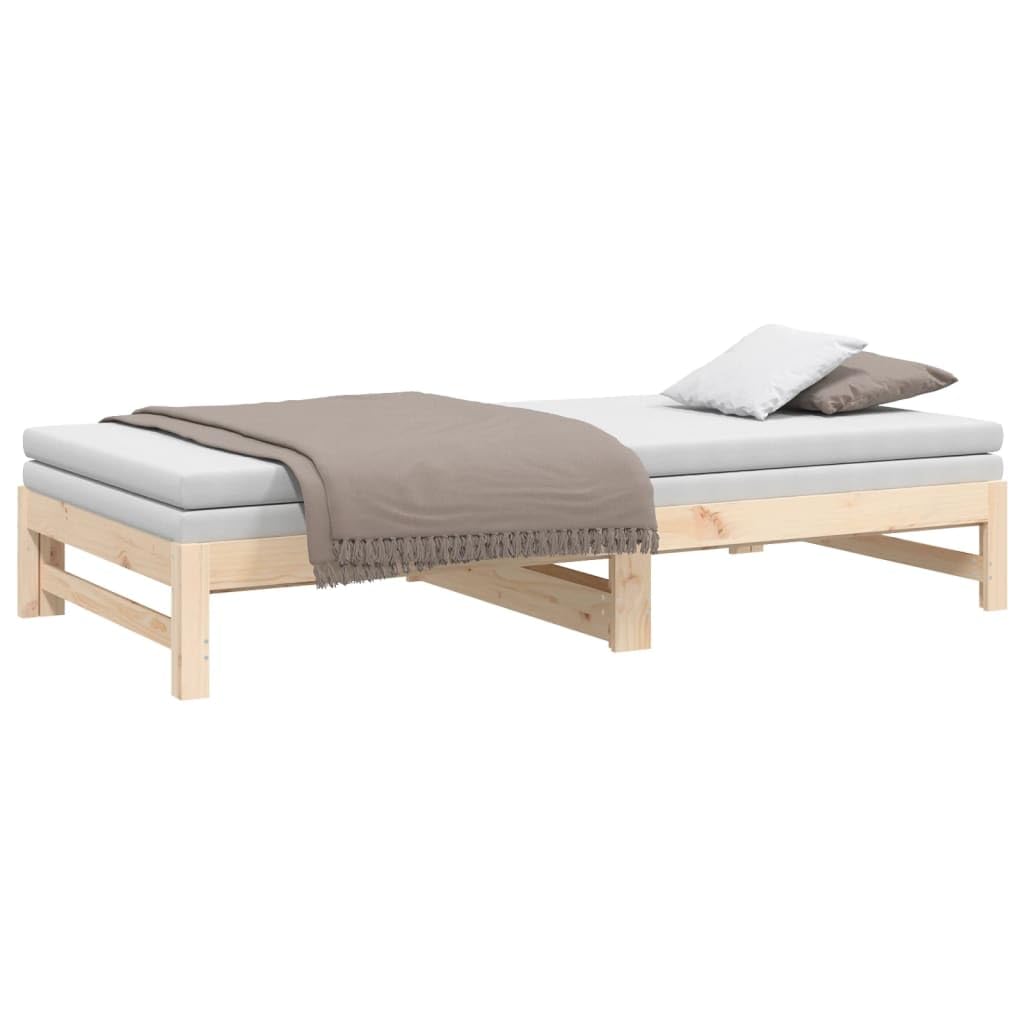 vidaXL Tagesbett Ausziehbar Sofa Gästebett Sofabett Bett Bettsofa Holzbett Schlafsofa Ausziehbett Bettgestell 2X(80x200) cm Massivholz Kiefer