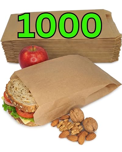 Loxato 1000 Brottüten Papier - Bäckertüten - Butterbrottüten Braun - Brotbeutel - Kraftpapier Tüten - Brottüten Braun - Brötchentüten - Frühstücksbeutel Papier - 15x6,5x28cm