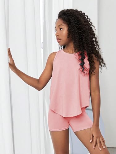 Image of BEAUDRM Girl's 2 Piece Workout Outfits Crop Top and Shorts Athletic Sets | Activewear Sets，Dance Sets，Tumbling Outfits，Hip Hop Dance Outfits，Cheer Practice Outfits for Girls