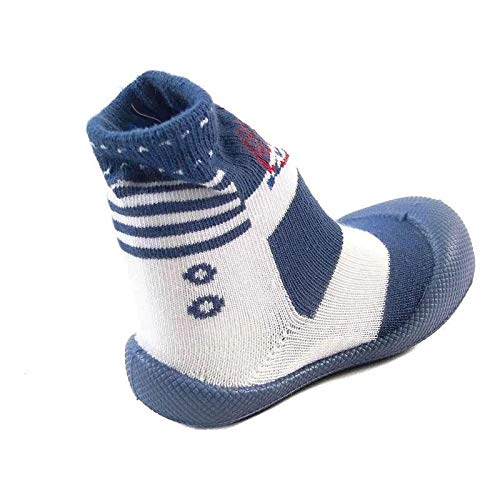 MEIA COM SOLA COMFORT BRANCO/AZUL DENIN 829132000 TAMANHO:18;COR:BRANCO
