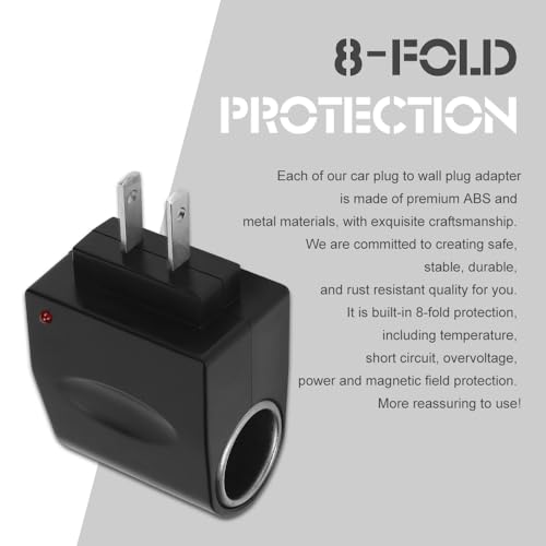 Lecctso AC to DC Converter, Cigarette Lighter Adapter to Wall Plug, Car Accessories for Power Supply Transformer Convert 120V/110V to 12V AC/DC Power Converter Car Cigarette Lighter Socket