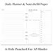 6-Hole Punched To Do List Insert - Undated Daily Planner Refill for A5 Binder,100 Sheets/200 Pages Planner and Lined Refill, 100 gsm White Paper, 5.8'' x 8.3''