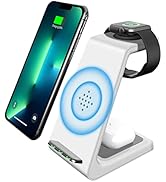 Carregador sem fio Sunffice, estação de carregamento rápido 3 em 1 com certificação Qi de 15 W para iWatch Series 6/5/4/...