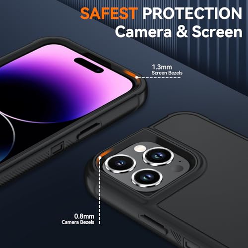 Image of SunStory Compatible with iPhone 14 Pro Case with HD Screen Protector, 3-Layer Heavy Duty Full-Body Cover,3 in 1 Hybrid Protective Case for iPhone 14 Pro 6.1 inch,Black
