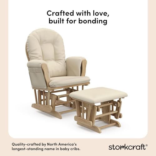 Storkcraft Premium Hoop Glider & Ottoman (Natural/Beige) — GREENGUARD Gold Certified Nursery Glider, Solid Wood Craftsmanship, Smooth-Gliding Nursery Chair and Ottoman, Award-Winning - 3