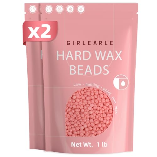 Image of GIRLEARLE 2 x 1lb, 2 Pack Rose Wax Beads for Hair Removal Brazilian Bikini