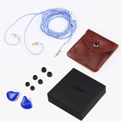 Image of DEMAKE in-Ear Monitor with Detachable Silver-Plated Type-C Cable | HiFi IEM, Tesla Dual Dynamic Driver Wired Earbuds, Noise-Isolating In-Ear Headphones for Singers & Audiophiles (Blue & Clear)