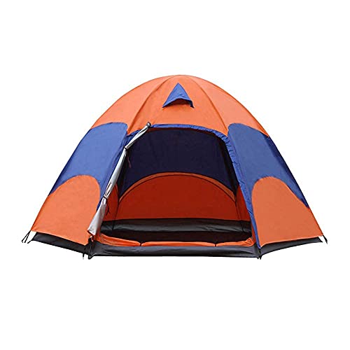Tente dôme camping imperméable orange double couche pour 3 à 5 personnes