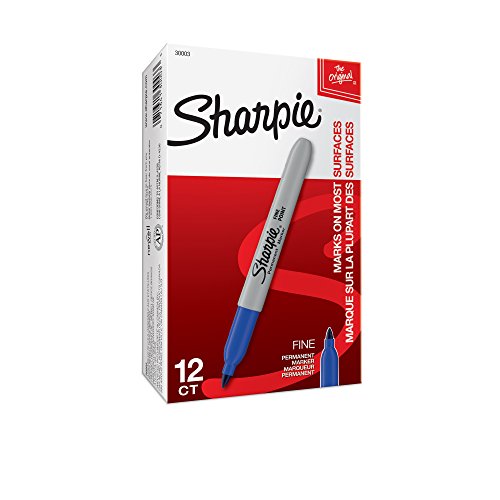 Sharpie Permanent Markers, Fine Point, Blue, 12 Count #TOP6