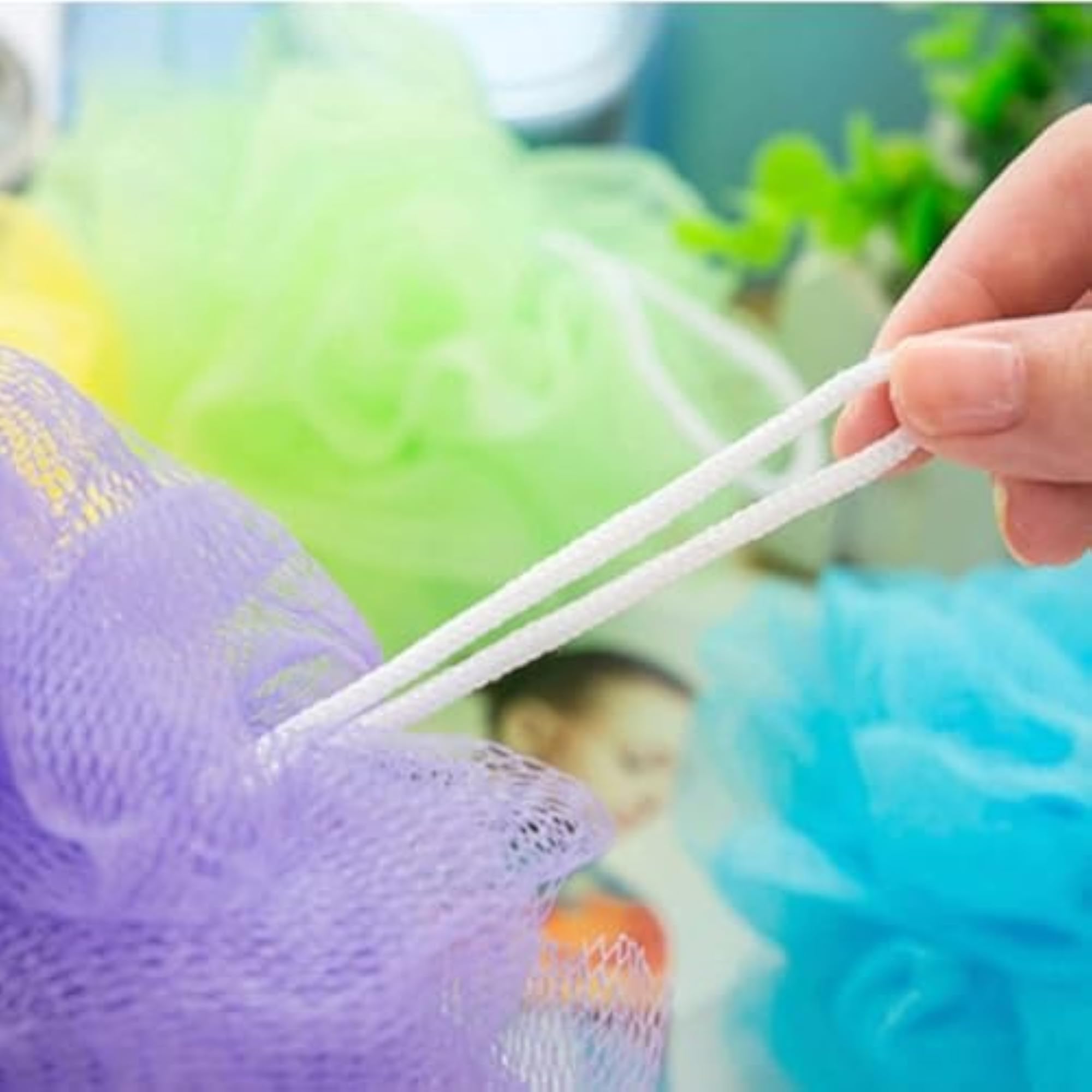 Soft Bath Loofah Sponge, Pink, Exfoliating Shower Mesh Pouf