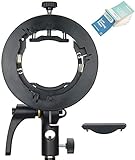 👍Godox S2 speedlite bracket is superior: all-in-one, smaller size, portable design, no assembly/disassembly, and easy mounting system. Quickly add Bowens-mount lighting accessories to get creative lighting effects.