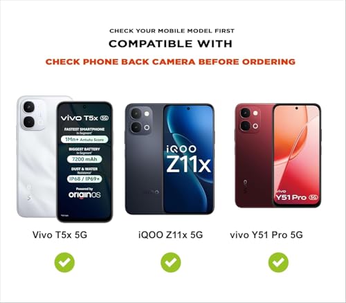 Image of AIBEX Compatible for Vivo T5X 5G / Vivo Y51 Pro 5G / iQOO Z11X 5G Flip Cover Leather Finish | Inside TPU with Card Pockets | Wallet Stand | Complete Protection Flip Case Black