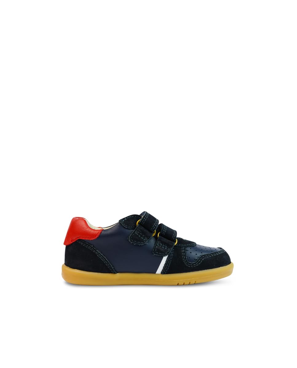 Bobux I-Walk Riley - Camminatori - Scarpe in Pelle per Bambini con Doppi Cinturini a Strappo (Navy + Red, Sistema Taglie Calzature EU, Bimbo (0-5 Anni), Numero, Media, 22)