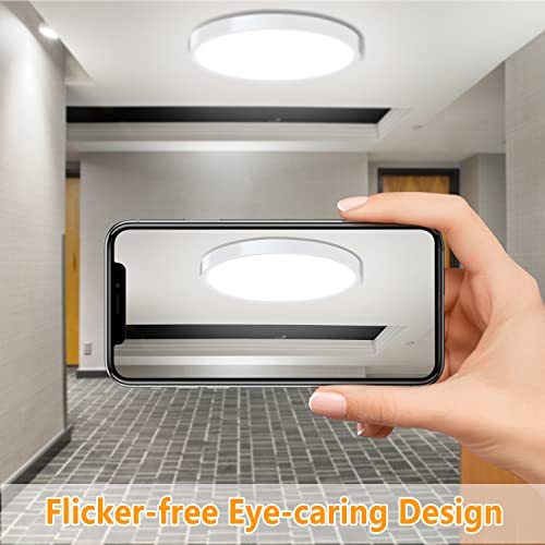 LED Ceiling Light Fixture Flush Mount, 9inch Modern LED Ceiling Light, 18W 5000K, Low Profile Slim Flat Surface Mount Ceiling Lights for Bedroom Kitchen Hallway Laundry Stairwell Basement Closet White by CHARYJOD - Image 4
