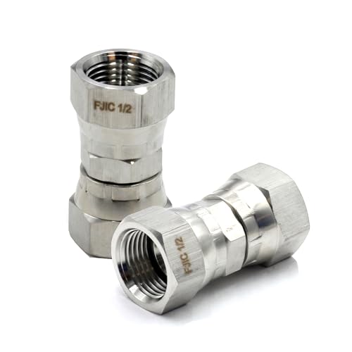 Image of HFS(R) 2PCS, 1 /2 inch Female JIC Swivel x 1 /2 inch Female JIC Swivel Nut Union Stainless Steel 304