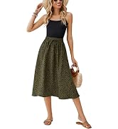 Bluetime Women Floral Print Midi Skirts Chiffon Summer Beach Pleated Elastic High Waisted A Line ...