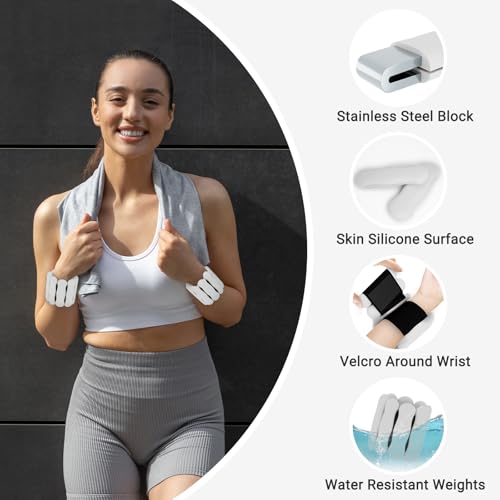 Image of Ankle & Wrist Weights for Women Men, Set of 2, 1 lb /2 lb Each | Adjustable Arm & Leg Weights, Soft Silicone Weighted Bracelet For Pilates Yoga Dance Walking Running Swimming Weight Loss