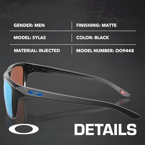 Image of Oakley SYLAS OO9448 Sunglasses MATTE BLACK Frame with PRIZM DEEP WATER POLARIZED Lenses With Official Eyewear Kit