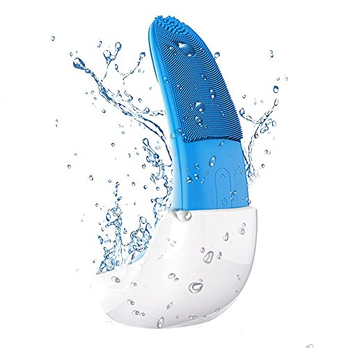 Sonic Facial Cleansing Brush, Electric Silicone Face Brush and Massager, Waterproof Silicone Face Scrubber for Deep Cleansing, Exfoliating, Blackhead Removing, Rechargeable,for Girls Gifts