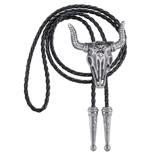 Image of GelConnie Native American Bolo Tie Rodeo Cowboy Leather Necktie Western Necklace Costume Accessories for Men,Women