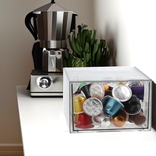 Image of Clear Drawer, Arclic Box, Makeup Organizer Container, 6,5 inch Storage Drawer for Bathroom Dresser Vainty, Tissue Dryer Sheet Holder Disposable Face Towels Organizer, Light Gray