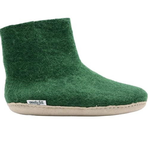 Dark Green Wool Boot, Felt Ankle Shoes, Pure Merino Wool Used, Soft, Cozy And Warm