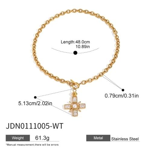 Collier croix acier inoxydable perles bijou tendance quotidien - 2