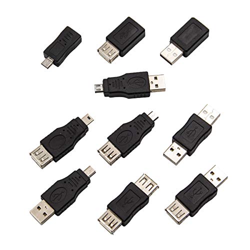 USB Converter Adapter OTG 5 Pin F/M Mini Changer USB Male to Female Use for Computer Tablet PC Mobile Phone 10 Pack