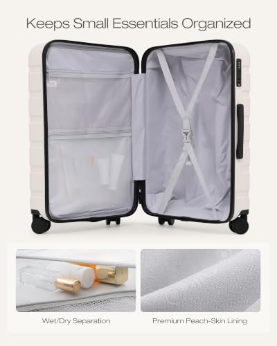 Image of Coolife Luggage Set, 3 Piece Lightweight Durable Hardshell, Matte White
