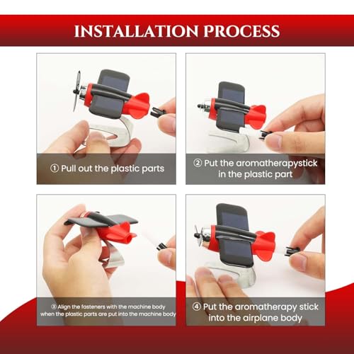 Image of Nostrae by Ekhasa Solar Airplane Car Freshener | Propeller Rotating Dashboard Perfume Diffuser | Solar Powered Aircraft Decoration | Car Aroma Accessory & New Car Gift for Men, Birthday