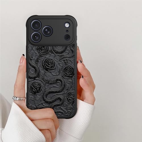 Coque iPhone 17 Pro Max antichoc MagSafe serpent rose TPU mat noir - 7
