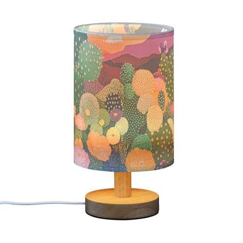 Lámpara de mesa colorida con cactus y flores para recámara miniatura 2