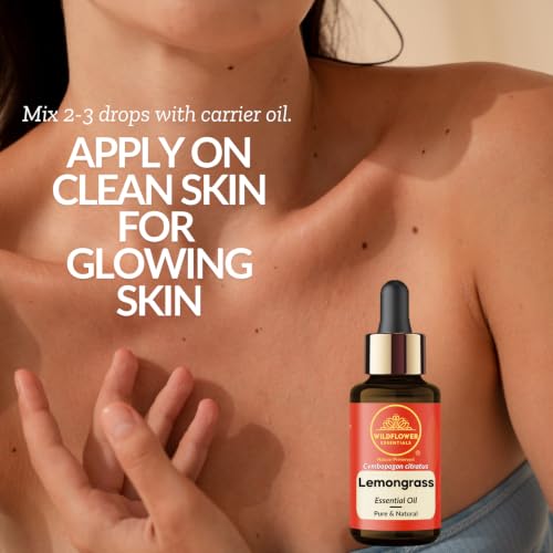 Image of Lemongrass Essential Oil Steam Distilled Undiluted For Face, Skin & Body, Pure & Natural (30 Ml)